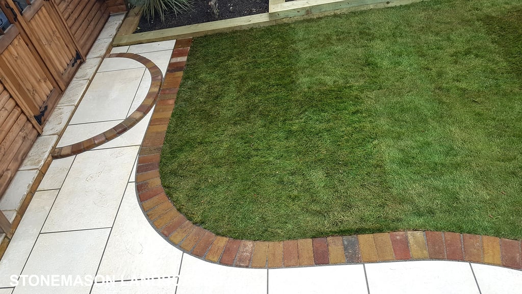 Colourful Garden Makeover Brick Seating Planer Bar New Lawn