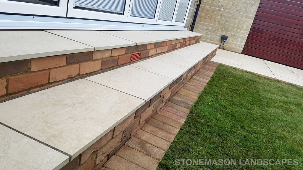 Colourful Garden Makeover Brick Seating Planer Bar New Lawn