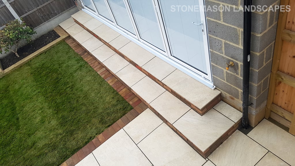 Colourful Garden Makeover Brick Seating Planer Bar New Lawn