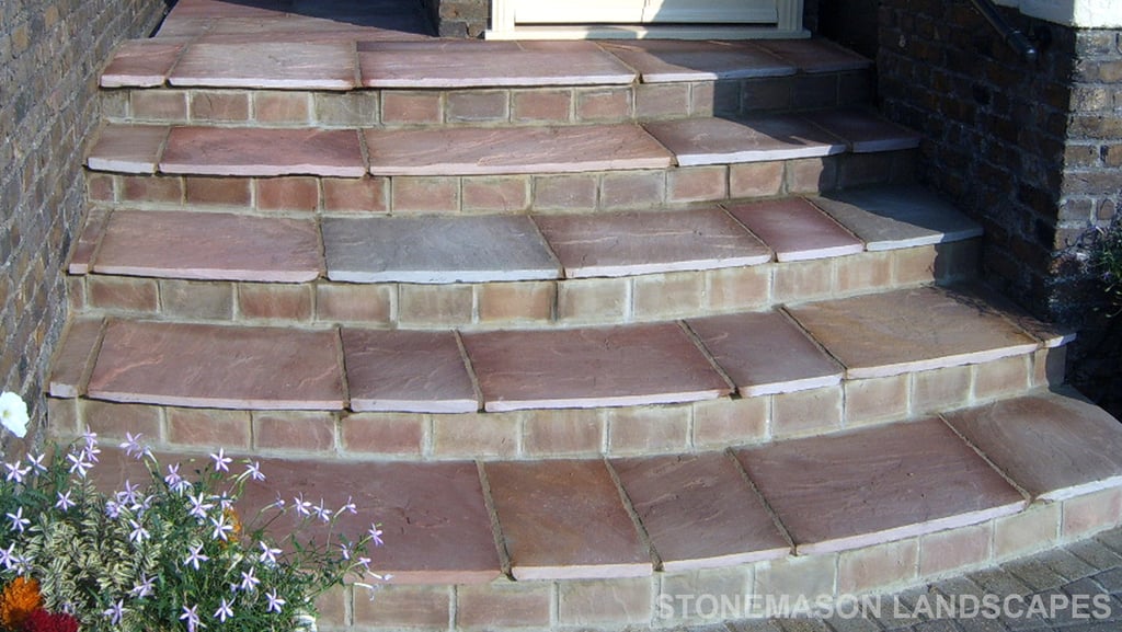 Colourful sandstone paving steps