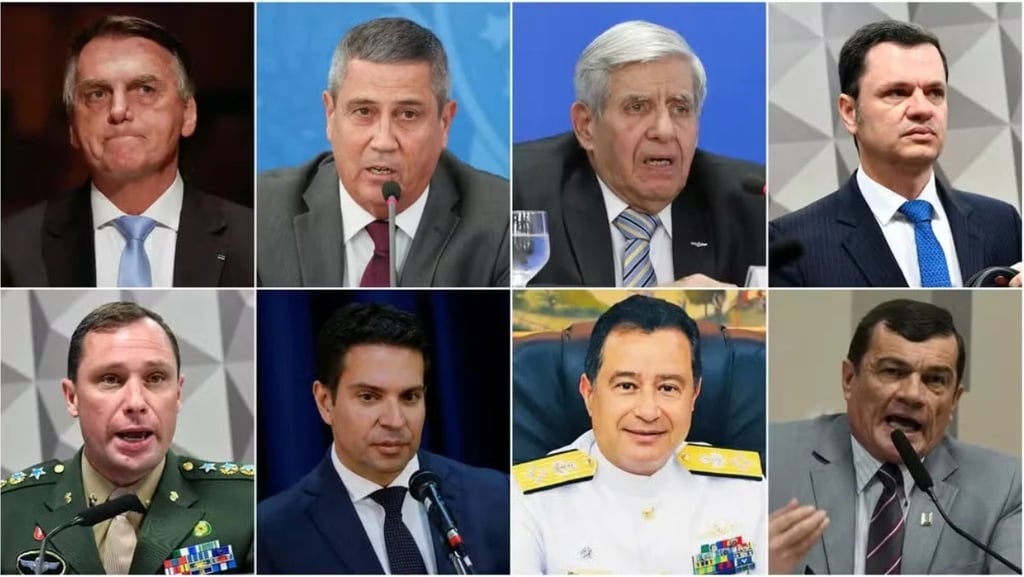 uma montagem com todos os réus