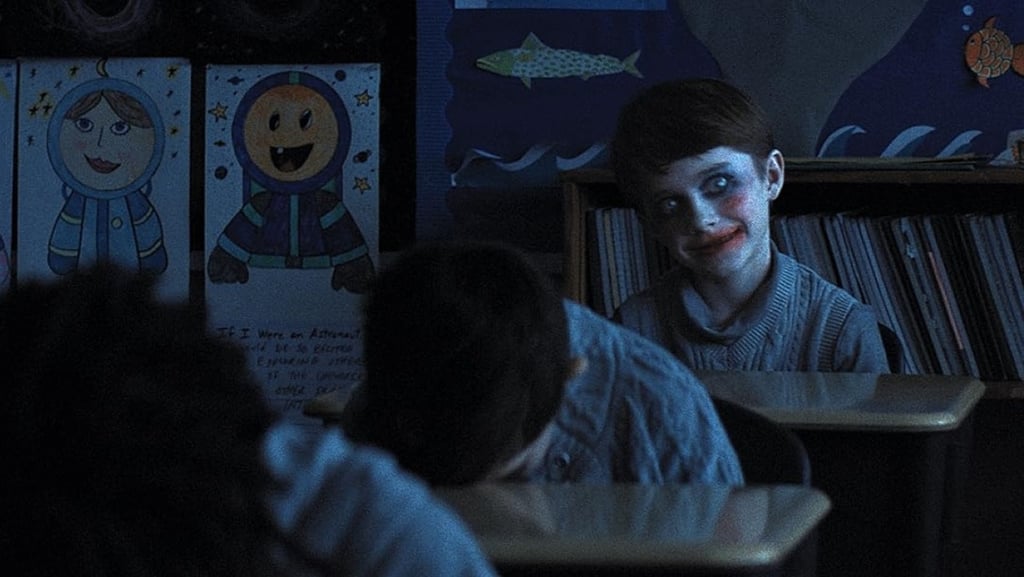 a person with a creepy face and a creepy face