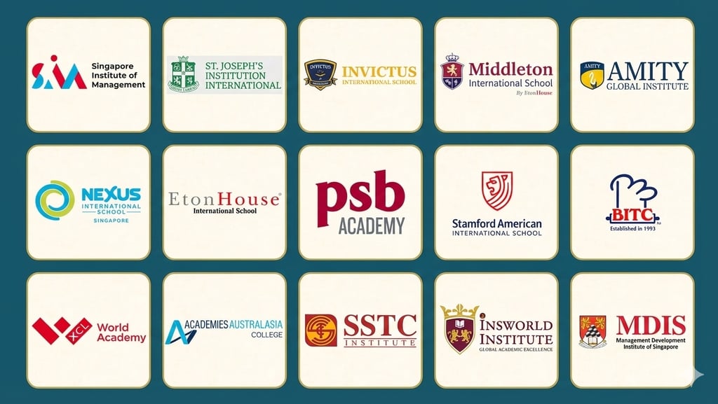 a number of logos on a blue background