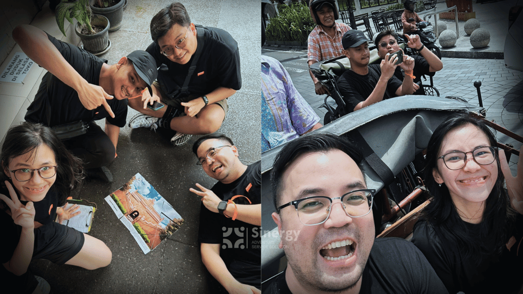 Peserta Paket Amazing Race Jogja menaiki becak menuju Taman Sari