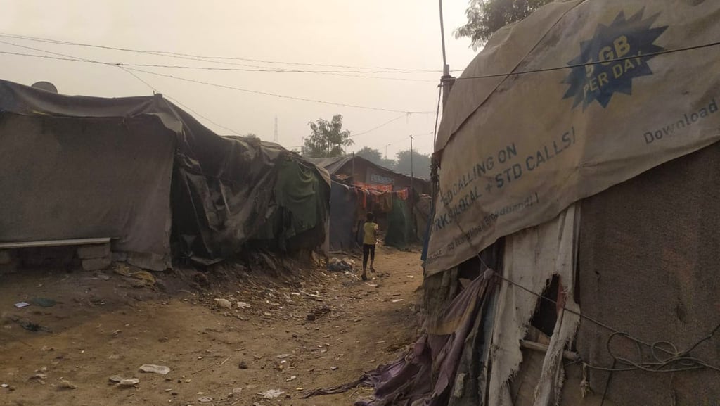 The Kishan Vihar. slum in Delhi.