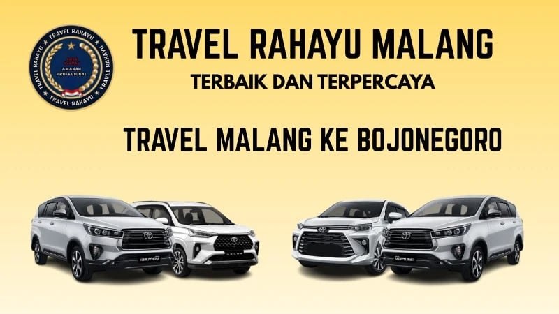 Travel Rahayu Malang ke Bojonegoro, layanan terpercaya pakai mobil Innova, Avanza warna putih