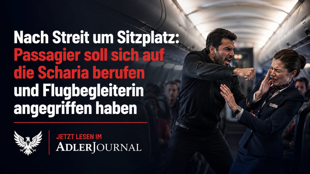 Aggressiver männlicher Passagier greift eine Flugbegleiterin in einem Flugzeug an, im Zusammenhang m
