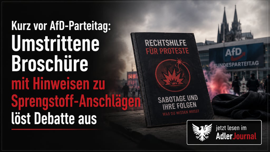 Ein Buch mit dem Titel „Rechtshilfe für Proteste“ über AfD-Proteste mit Feuer und Rauch im Hintergru