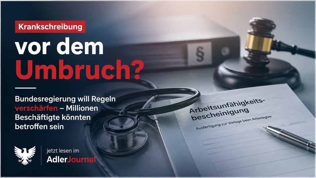 Deutsches ärztliches Attest und Stethoskop zur Veranschaulichung der neuen Regelungen zum Krankengel
