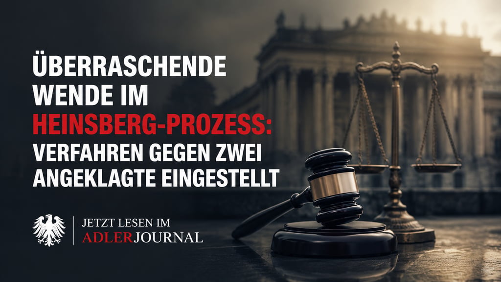 Symbol für Richterhammer und Justitia-Waage in einem Nachrichtenbericht über den Heinsberg-Prozess.
