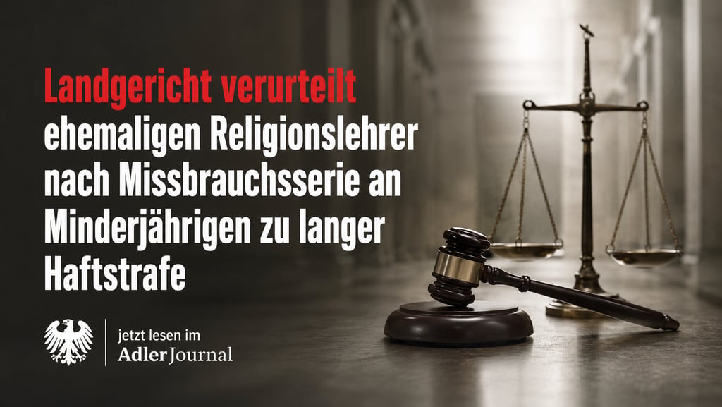 Verkündung des Urteils eines deutschen Gerichts zur Verurteilung eines Religionslehrers zu einer Gef