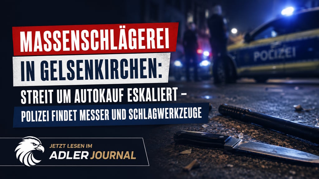 Ein Messer und ein Schlagstock liegen am Tatort der Polizei in Gelsenkirchen nach einer Massenschläg