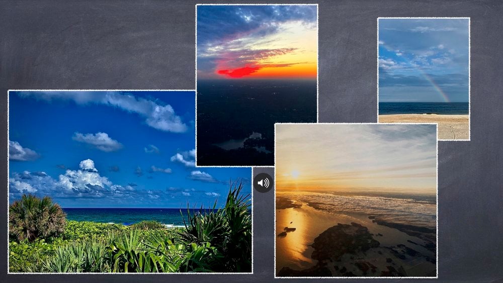 a chalkboard board with a picture of a beach