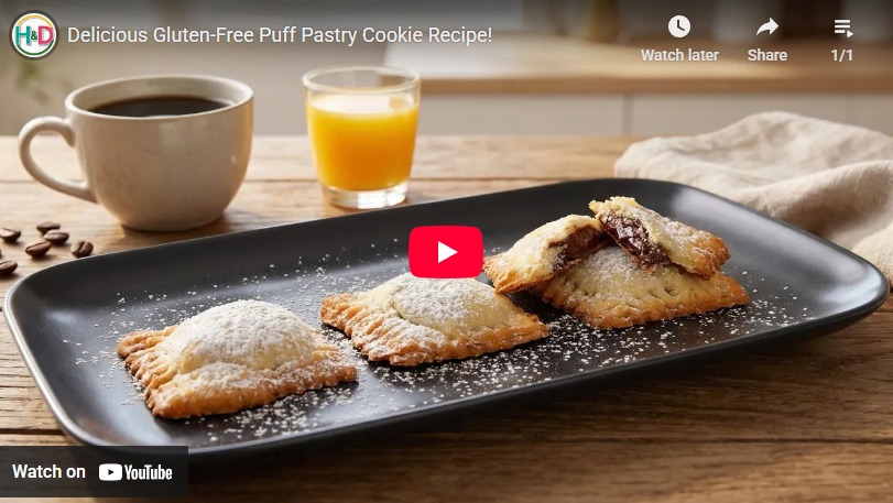 Video recipe Puff pastry Gluten free cookies with chocolate cream 