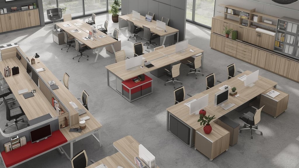 a large office with a lot of desks and chairs
