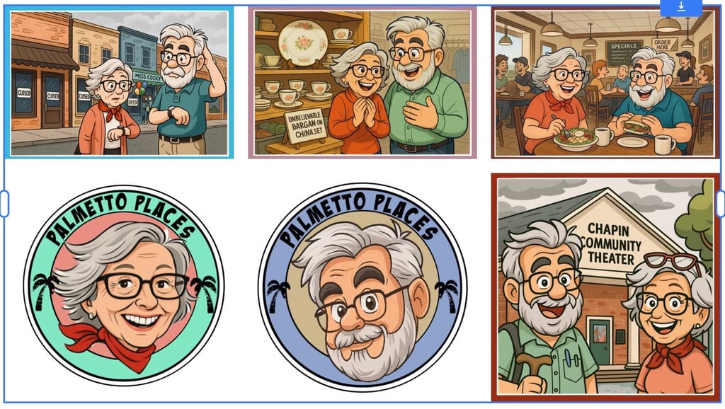 A gallery of caricatures from some of E.B and Opa’s road trips.