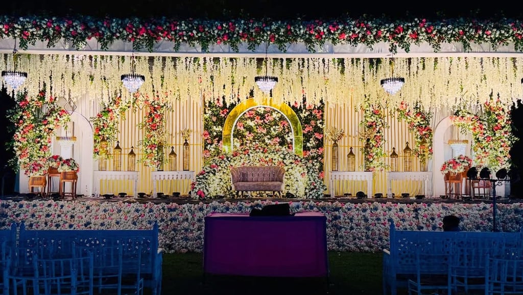 Elegant wedding decor at Omkar Garden Mangal Karyalaya, Kondhwa Pune