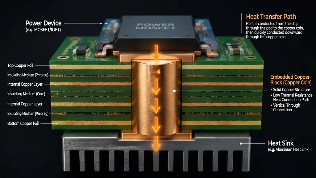 Heat transfer in power circuit PCB