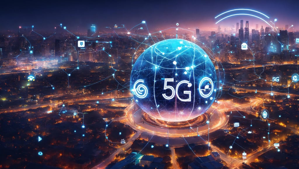 a globe with 5G technology