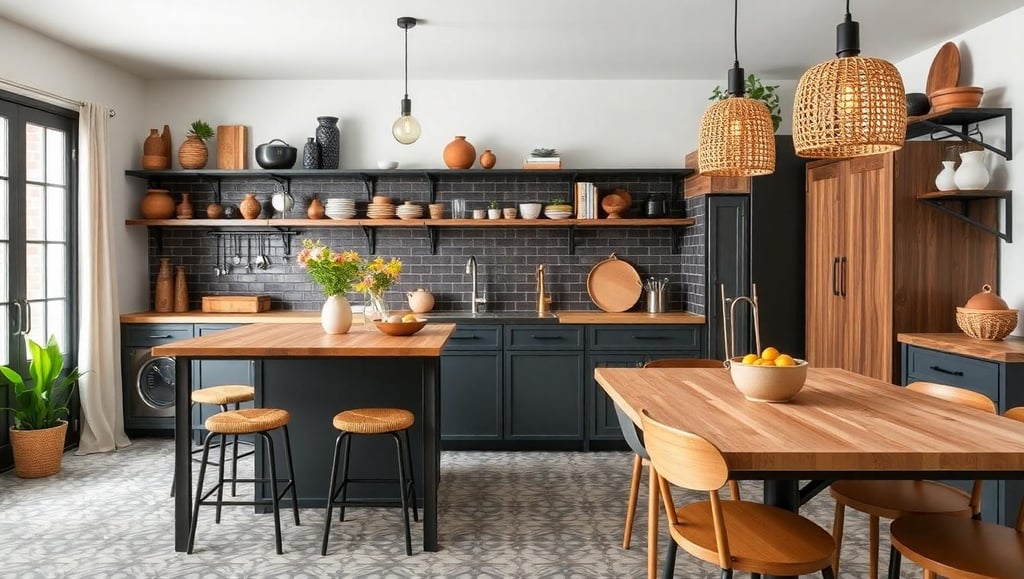 bohemian kitchen with Industrial Elements with a Boho Twist