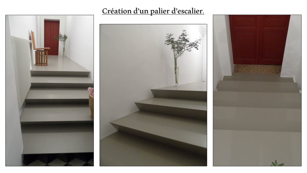Création d'un palier d'escalier - ARNOULD MTDP - Taille de pierre - Hérault - Pézenas