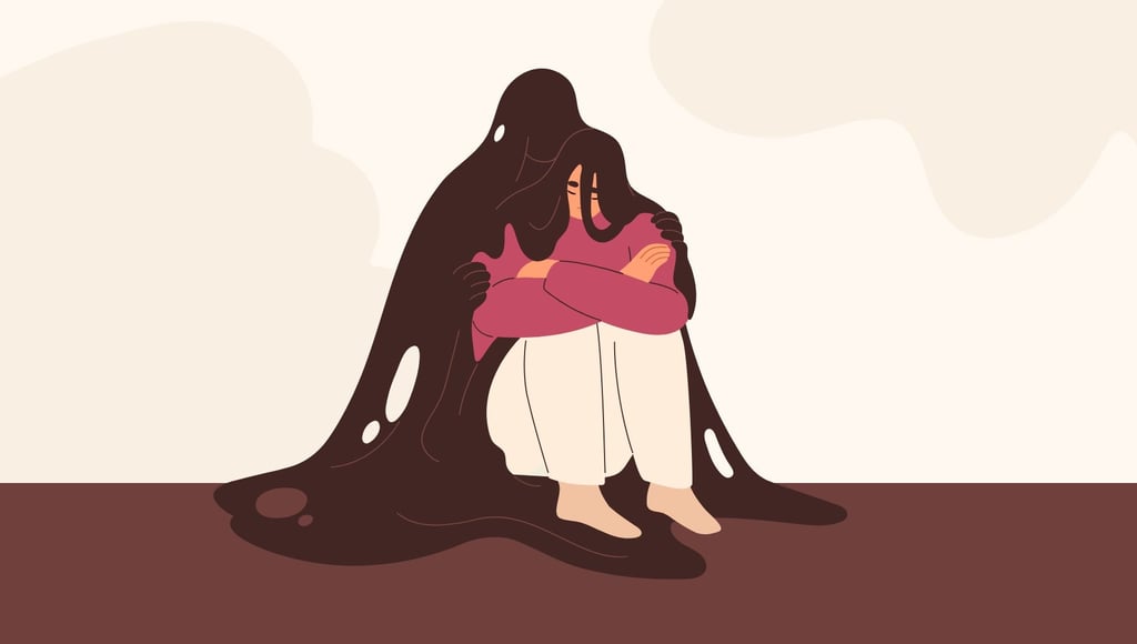 pessoa encolhida no chao com crise de ansiedade