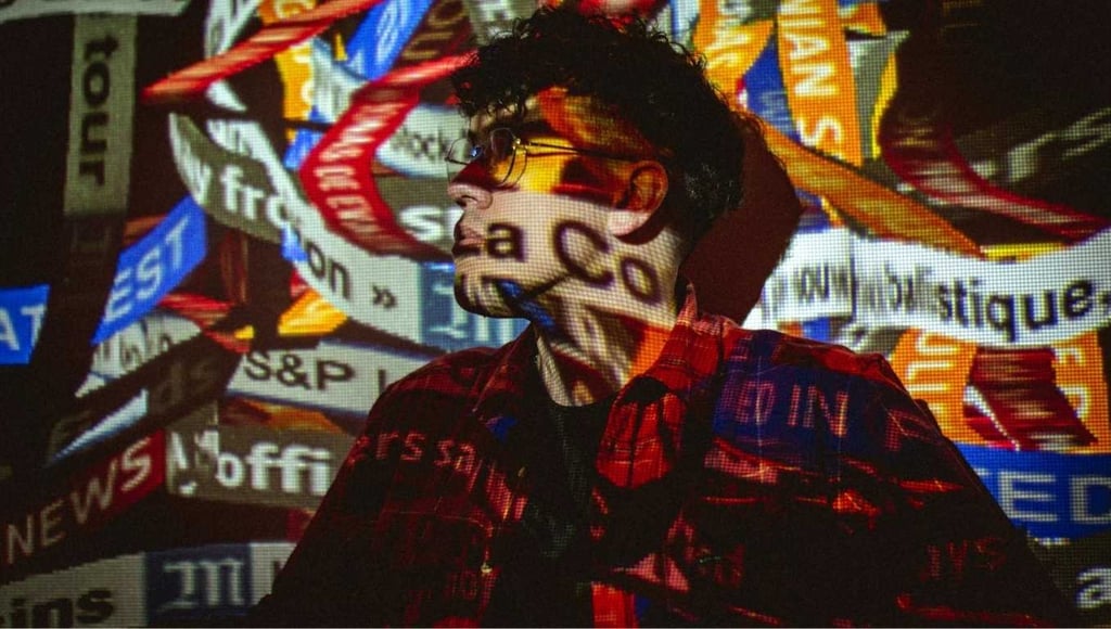Arte urbana com sobreposição digital