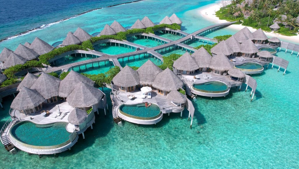 Nautilus Maldives arial view overwater villas