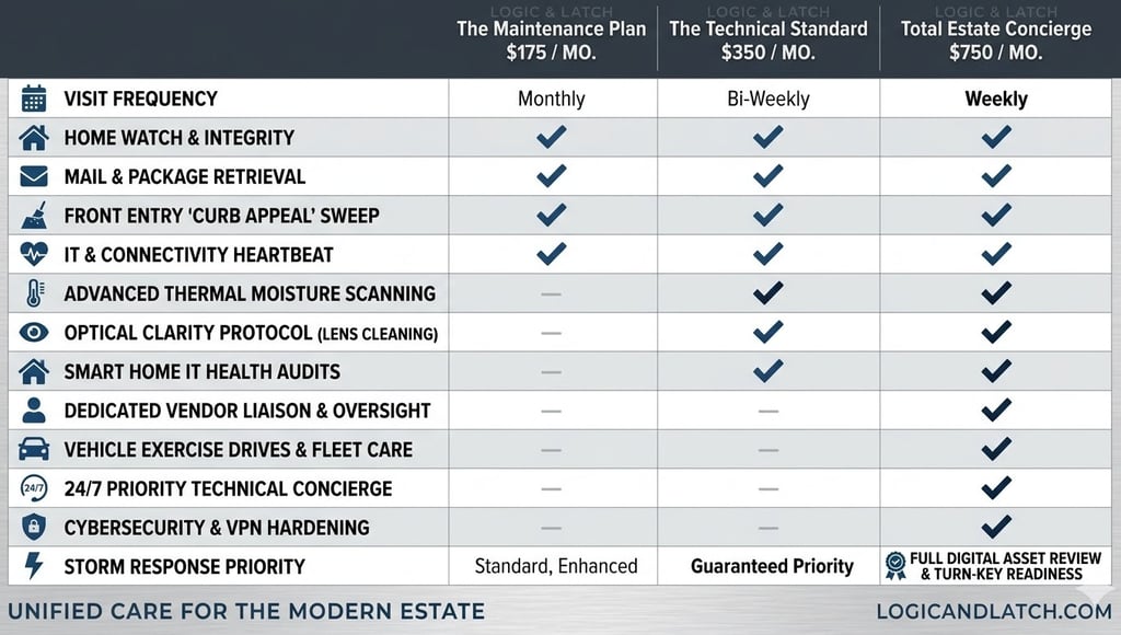 Logic & Latch Home Watch and Technical Oversight Pricing Plans