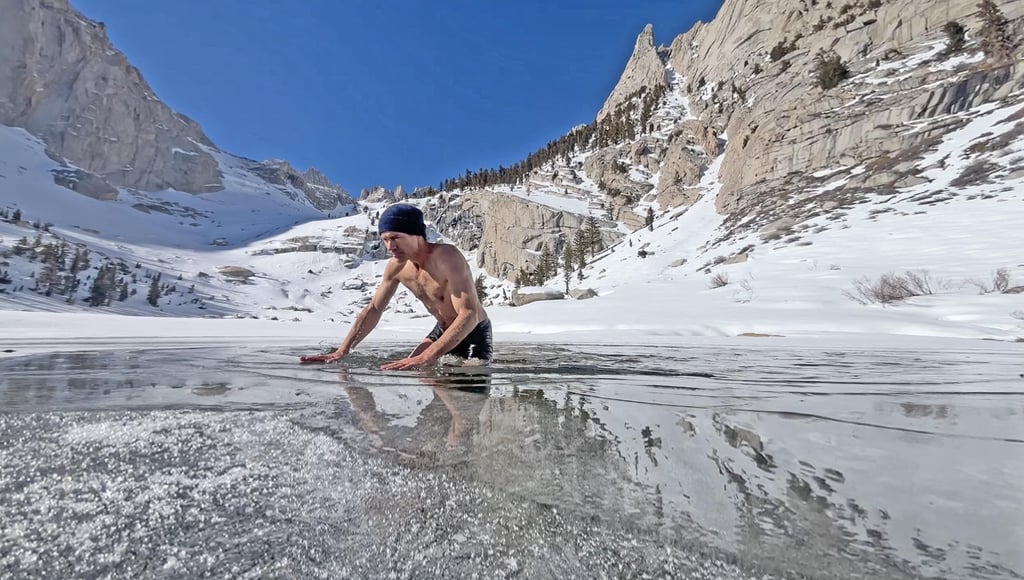 Ice bath lower boyscout lake Mount Whitney