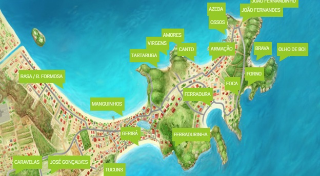 Mapa das Praias de Búzios
