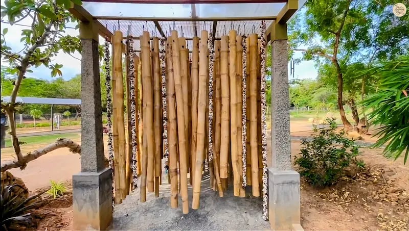 Bamboo instrument at SVARAM Sound Garden in Auroville.