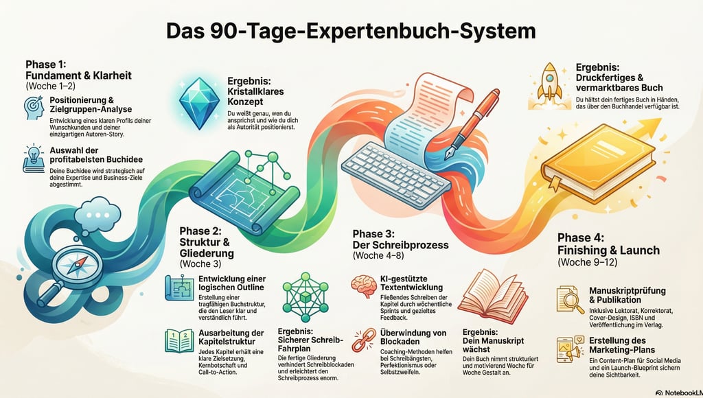 Graphischer Überblick über das 90-Tage-Expertenbuch-System
