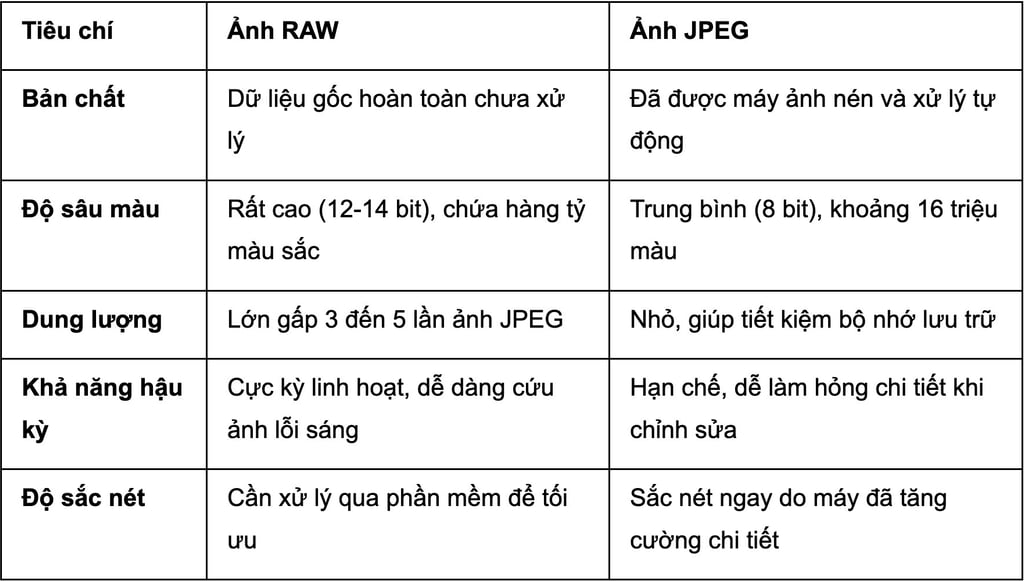 Phân biệt chi tiết các đặc điểm của ảnh chụp raw và ảnh jpeg