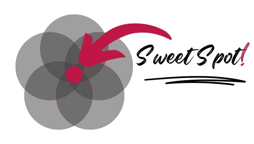 image showing venn diagram with 5 circles and indicating the sweet spot where all integrated