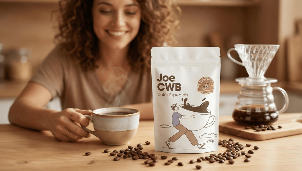 mulher cacheado se preparando para desfrutar de um café especial