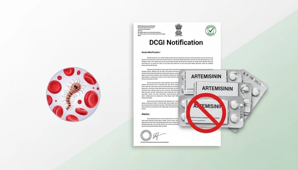 DCGI enforces ban on artemisinin single-drug tablets to prevent malaria drug resistance.