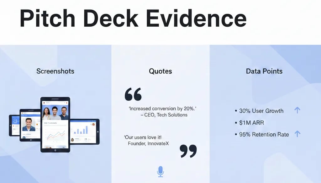 Pitch Deck Evidence: Screenshots vs Quotes vs Data Points
