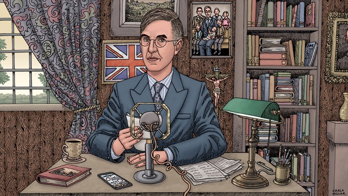Art of Jacob Rees-Mogg for the ConHome website.