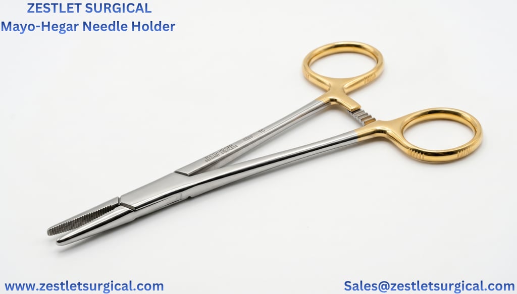 Mayo Hegar needle holder, needle holder surgical instrument, tungsten carbide needle holder, TC need