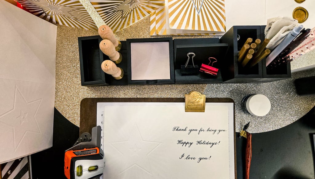 desk set-up for luxury brand activation with live calligraphy - Handwritten by Belle NYC 