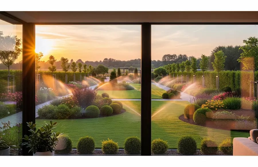 vista de jardín Las rozas caida de la tarde
