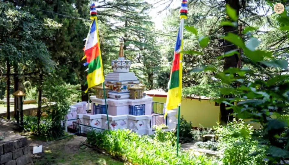 Buddhist stupa at Tushita Meditation Center Dharamkot.