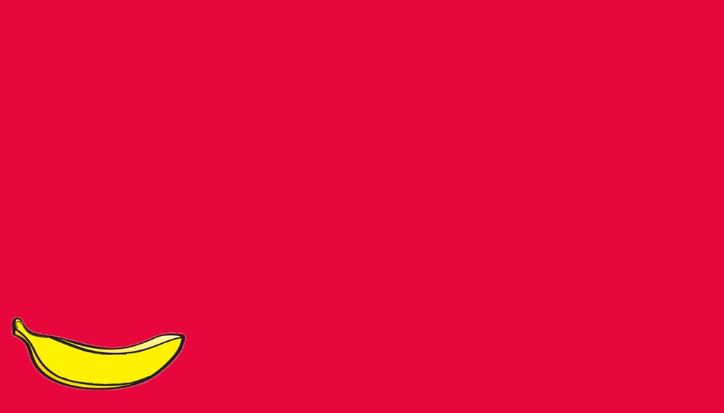 a banana peely banana sitting on a red background