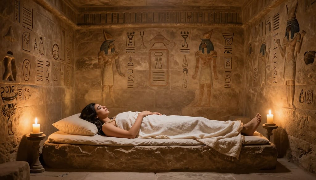 Ancient Egyptian dream temple chamber used for sleep incubation and subconscious healing
