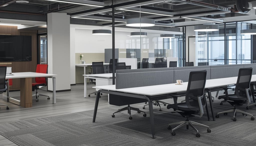 a conference room with a desk and chairs
