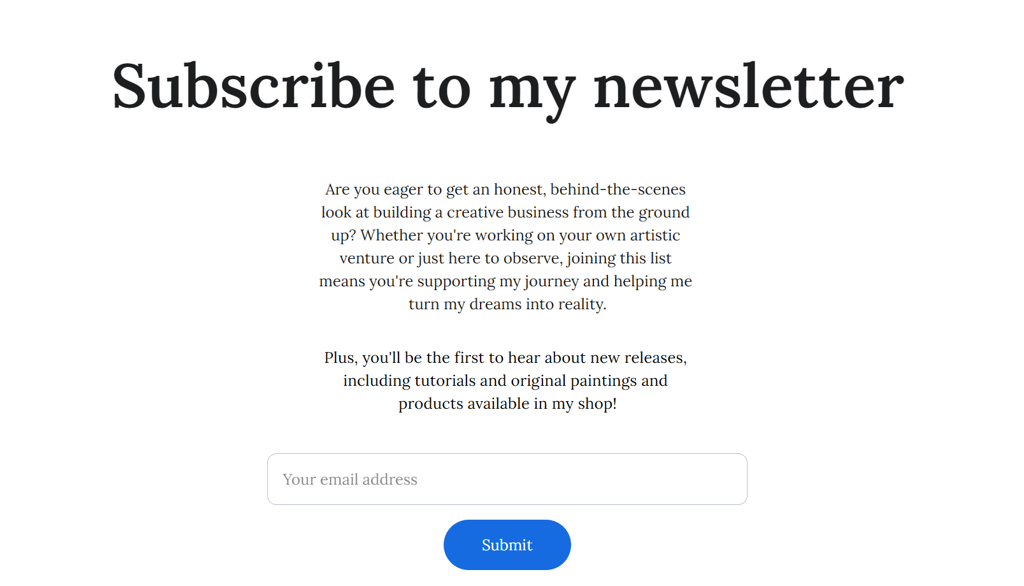 A page on the website of Alex Goddard showing how to subscribe to my newsletter
