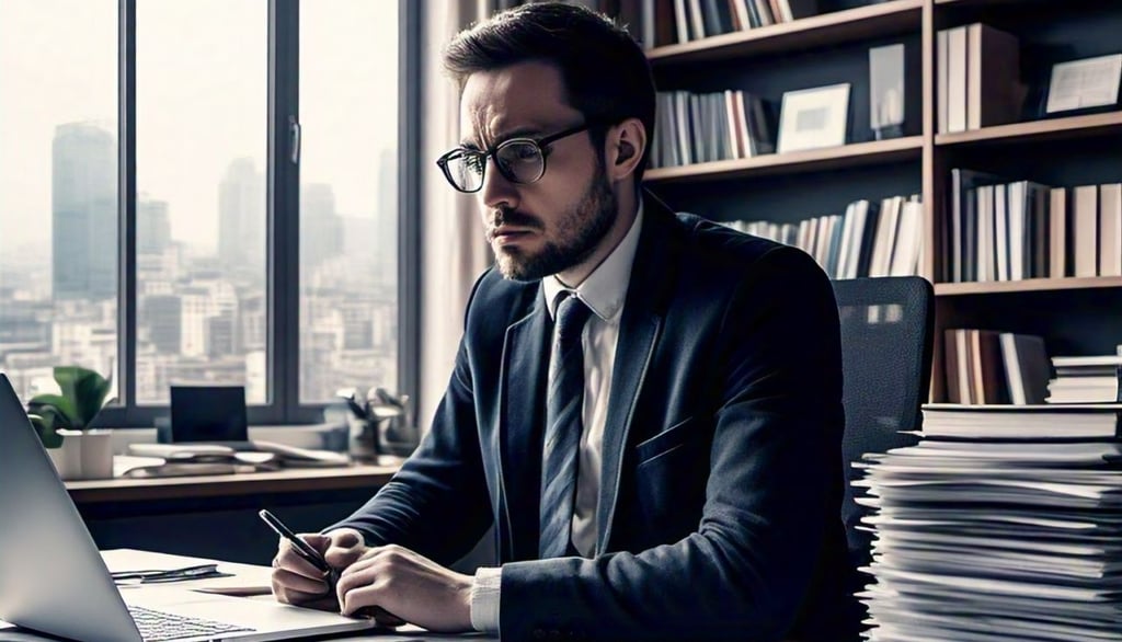 a man in a suit and tie is sitting at a desk