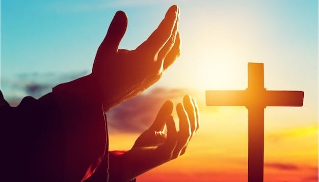 praying in sunset