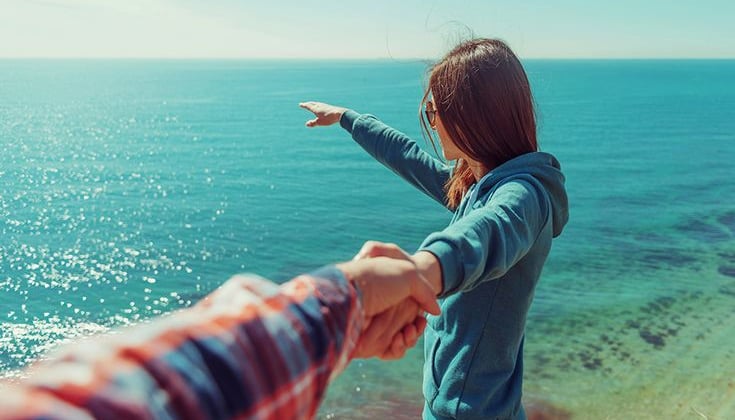 girl looking at sea
